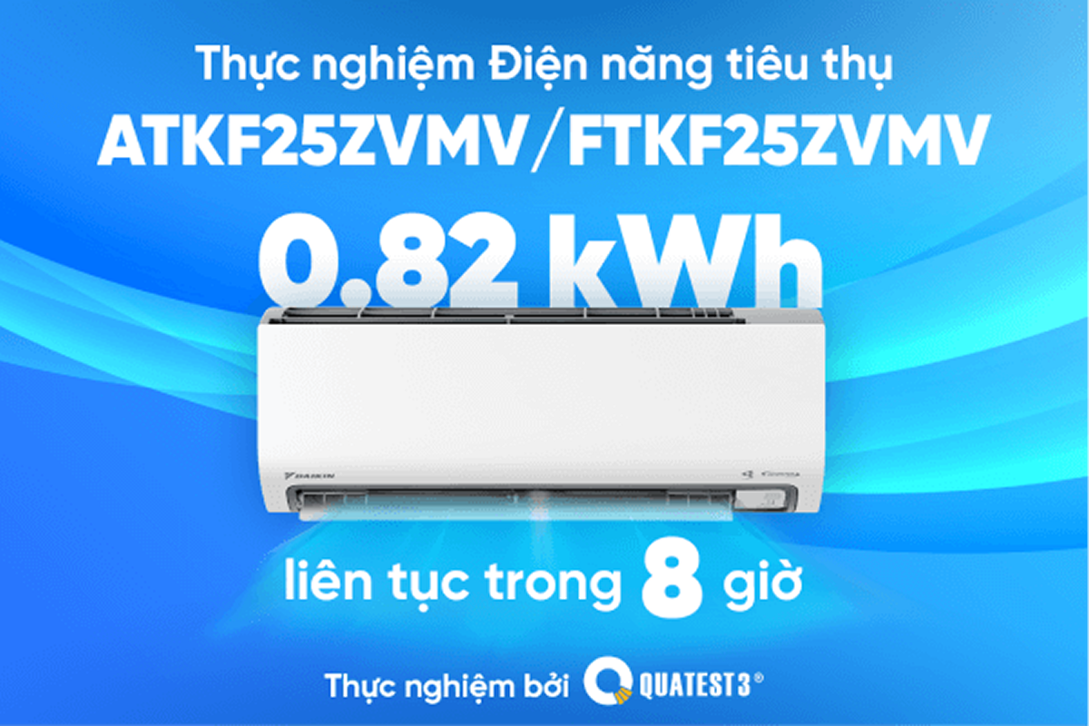 QUATEST 3 - Thực nghiệm điện năng ti&ecirc;u thụ của model Inverter ATKF25ZVMV/ FTKF25ZVMV